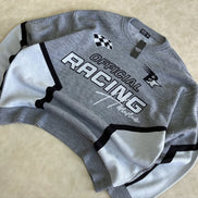 Oversized Boxy Moto Racing Knitted Sweater