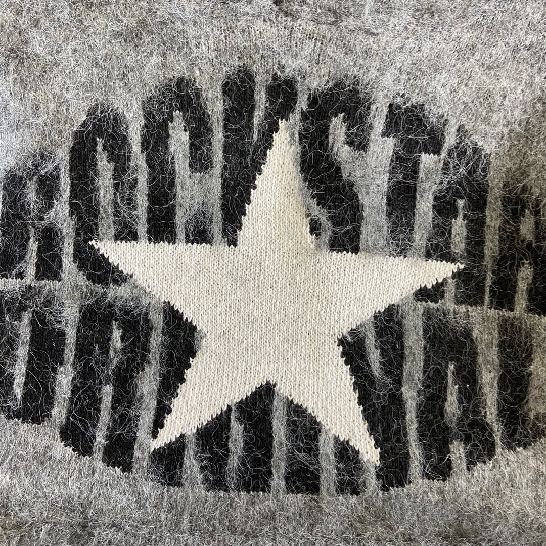 Nasheaka Grey Graphic Knit Hoodie