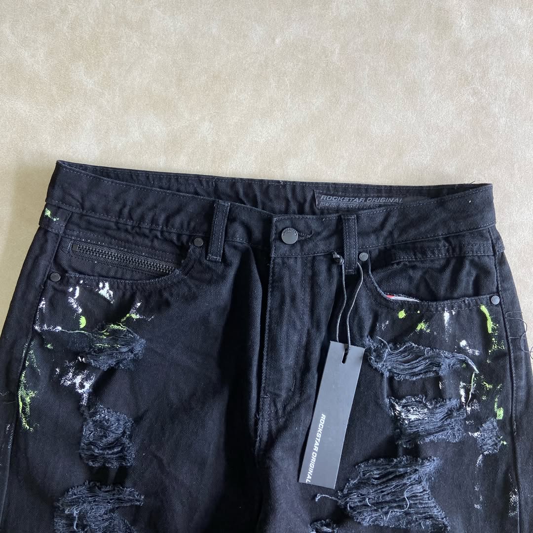 Painted Ripped Baggy Pants