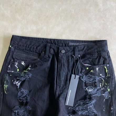Painted Ripped Baggy Pants