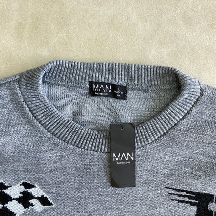 Oversized Boxy Moto Racing Knitted Sweater