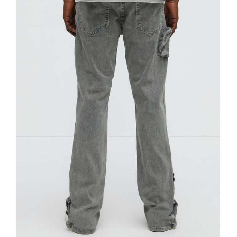 3D Pocket Slim Convertible Snap Flare Jeans