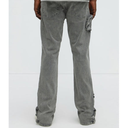 3D Pocket Slim Convertible Snap Flare Jeans