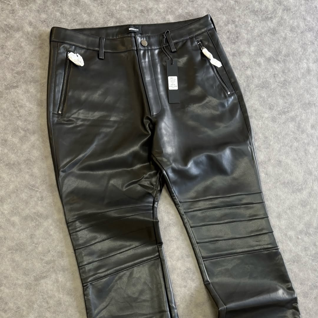 Slim Flare Zipper Pocket Faux Leather Pants