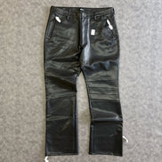 Slim Flare Zipper Pocket Faux Leather Pants