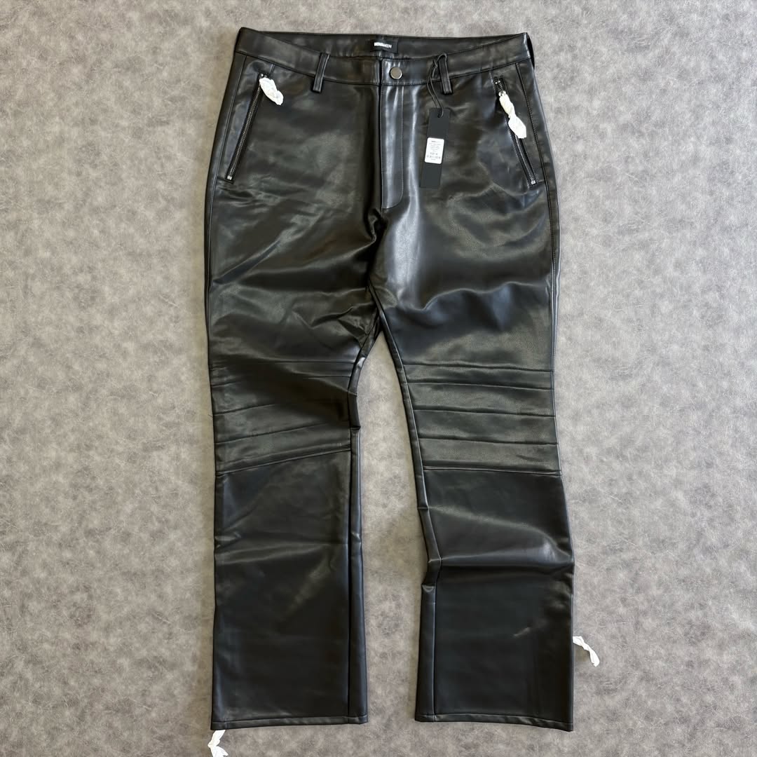 Slim Flare Zipper Pocket Faux Leather Pants