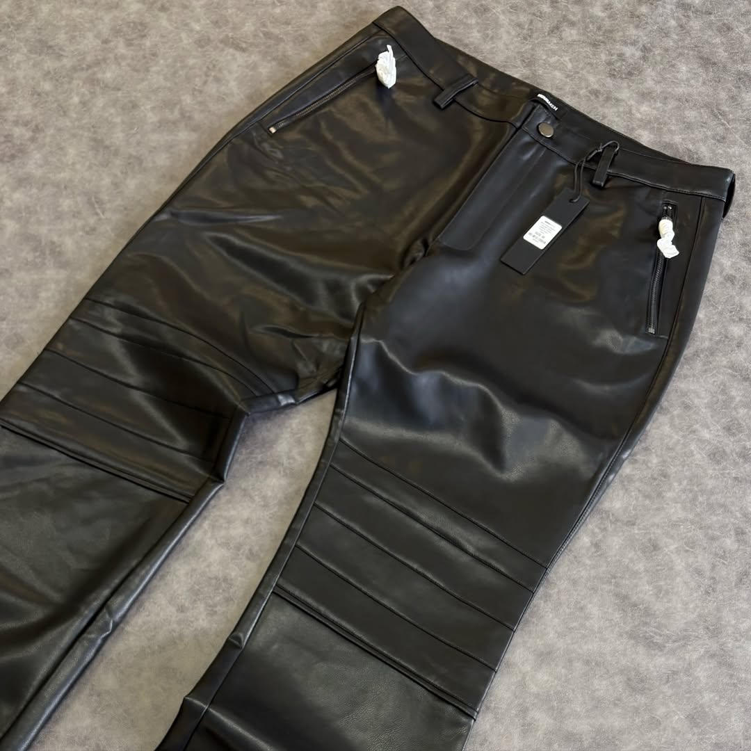 Slim Flare Zipper Pocket Faux Leather Pants