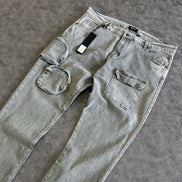 3D Pocket Slim Convertible Snap Flare Jeans
