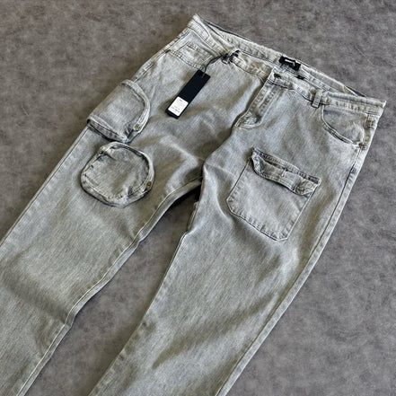3D Pocket Slim Convertible Snap Flare Jeans