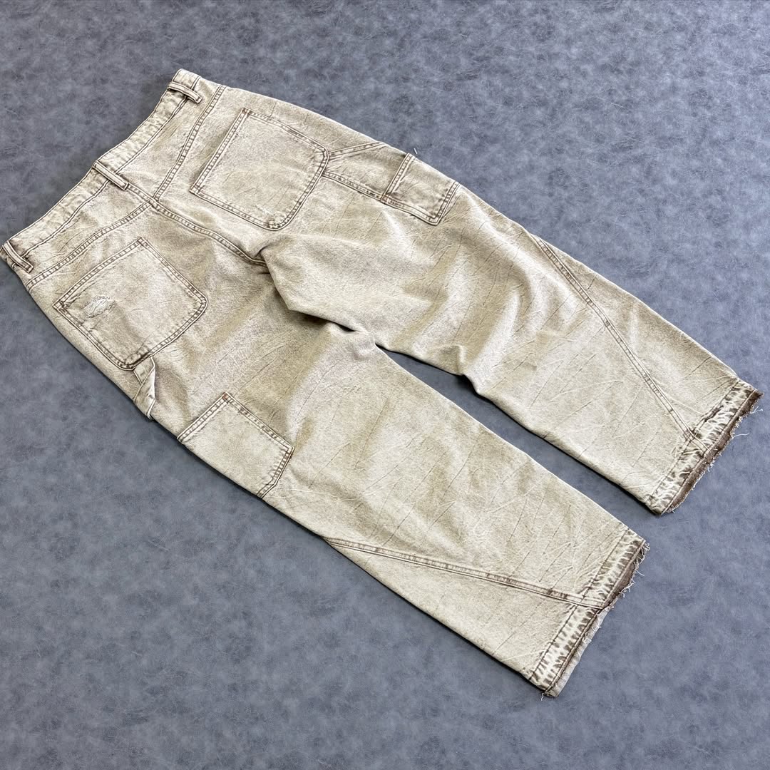 Fall Black Distressed Carpenter Baggy Denim Pants