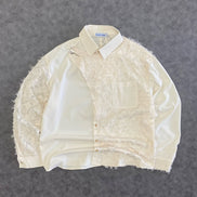 ELFRIC EDEN IRREGULAR COLOR BLOCK FRAYED LONG SLEEVE SHIRT