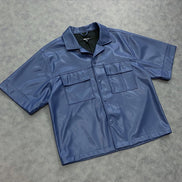 High Stepper Faux Leather Button Up Shirt