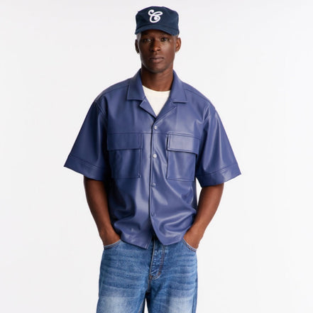High Stepper Faux Leather Button Up Shirt