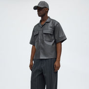 High Stepper Faux Leather Button Up Shirt