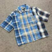 Cropped Patchwork Flannel Button Up