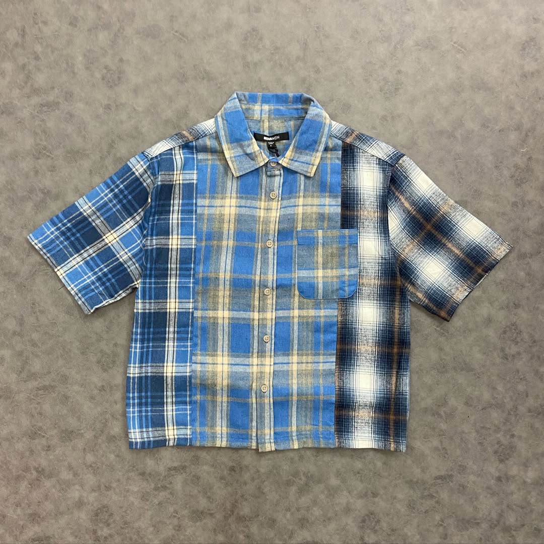Cropped Patchwork Flannel Button Up