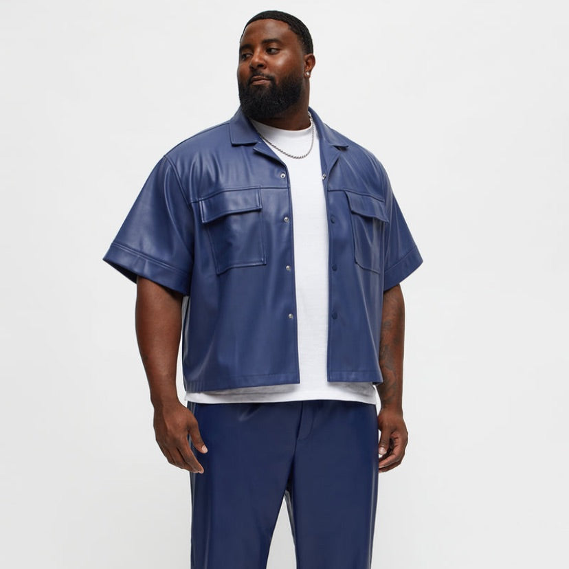 High Stepper Faux Leather Button Up Shirt