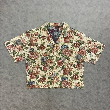 Flowers Blooming Cropped Tapestry Short Sleeve