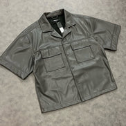 High Stepper Faux Leather Button Up Shirt