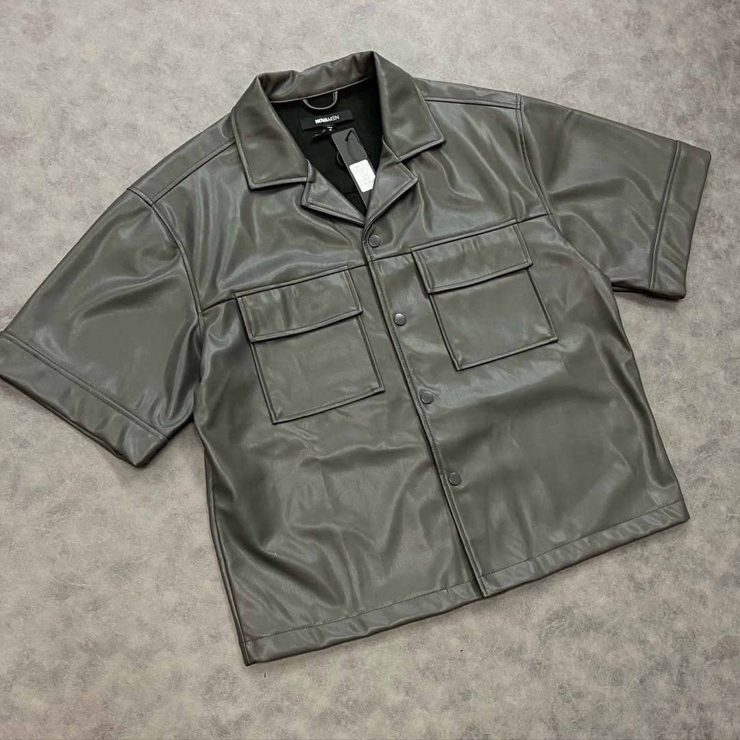 High Stepper Faux Leather Button Up Shirt