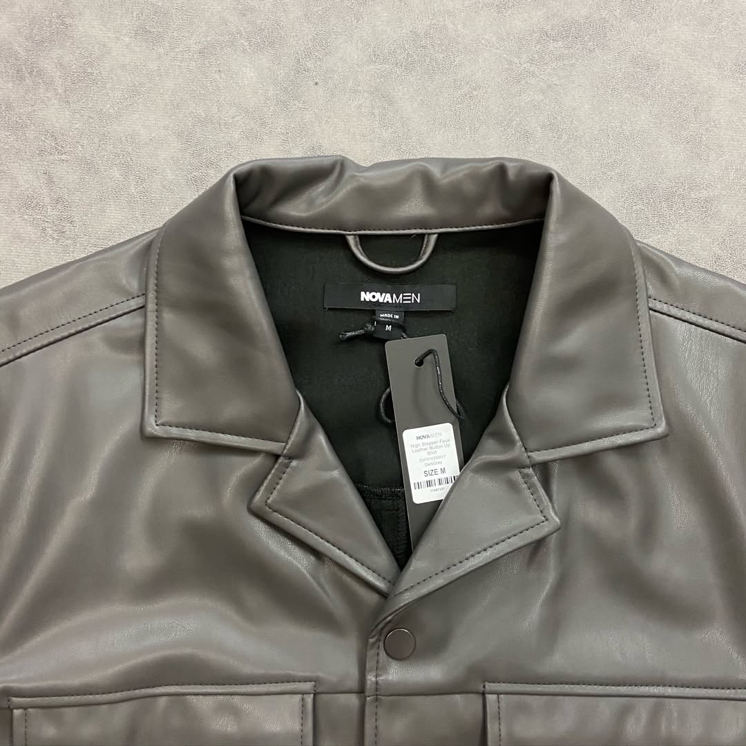 High Stepper Faux Leather Button Up Shirt