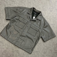 High Stepper Faux Leather Button Up Shirt