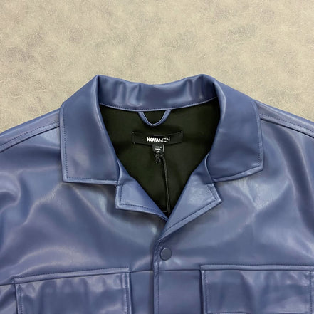 High Stepper Faux Leather Button Up Shirt