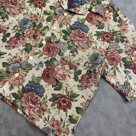 Flowers Blooming Cropped Tapestry Short Sleeve