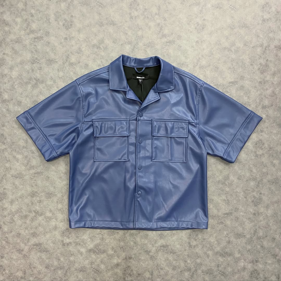 High Stepper Faux Leather Button Up Shirt