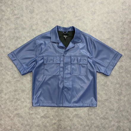 High Stepper Faux Leather Button Up Shirt