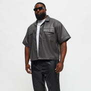 High Stepper Faux Leather Button Up Shirt