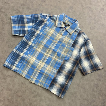 Cropped Patchwork Flannel Button Up