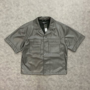 High Stepper Faux Leather Button Up Shirt