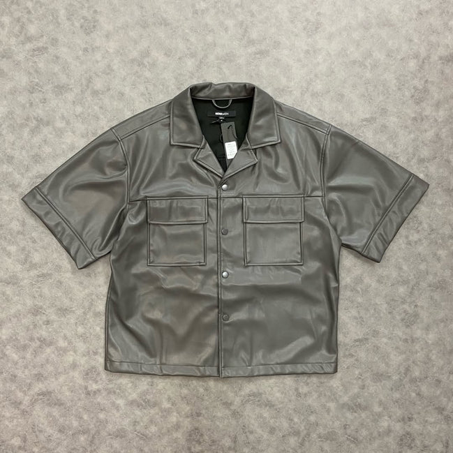 High Stepper Faux Leather Button Up Shirt