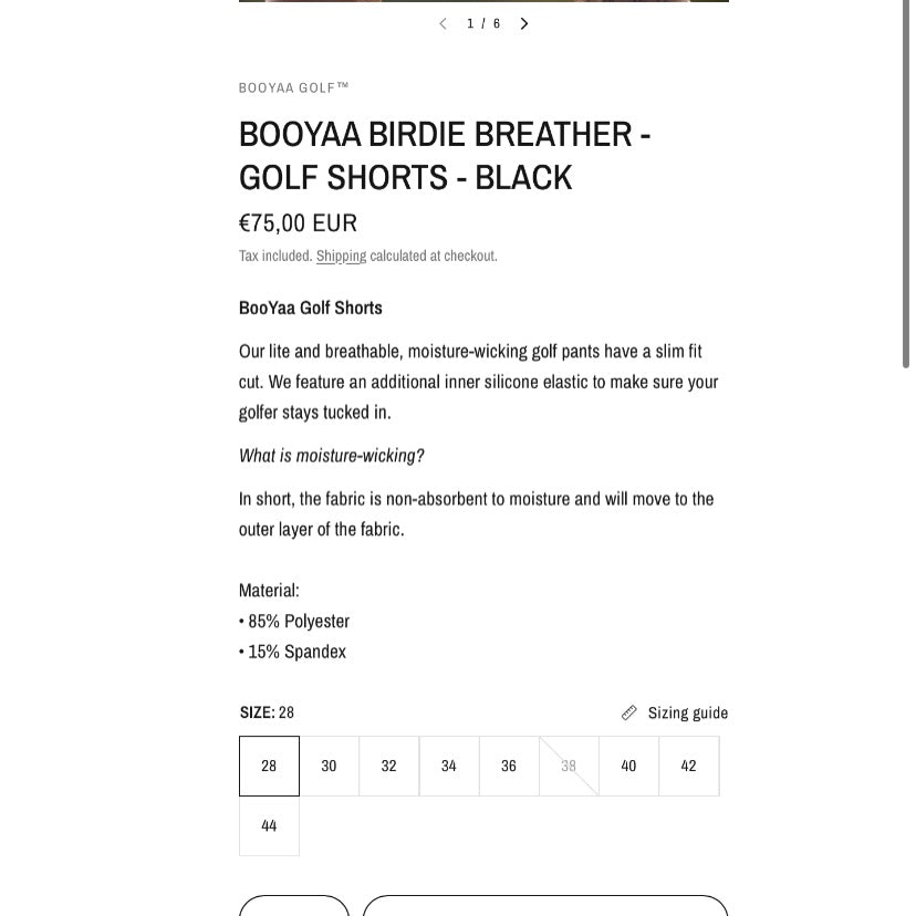 BOOYAA BIRDIE BREATHER - GOLF SHORTS - BLACK