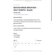 BOOYAA BIRDIE BREATHER - GOLF SHORTS - BLACK