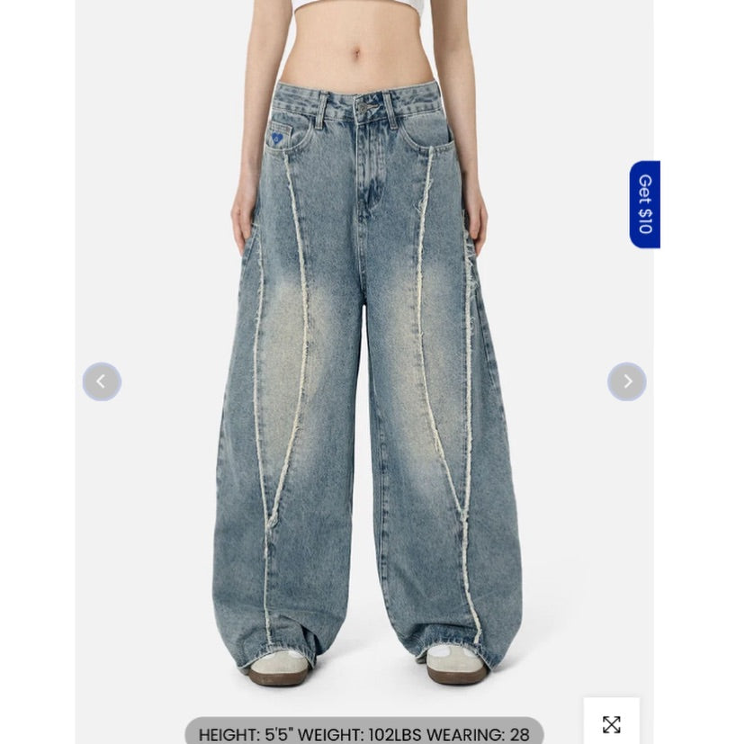 AELFRIC EDEN BAGGY FRINGE JEANS