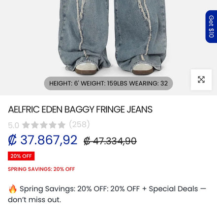 AELFRIC EDEN BAGGY FRINGE JEANS