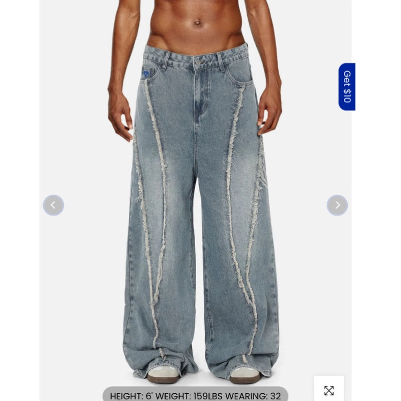 AELFRIC EDEN BAGGY FRINGE JEANS