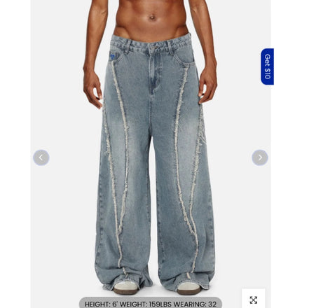AELFRIC EDEN BAGGY FRINGE JEANS