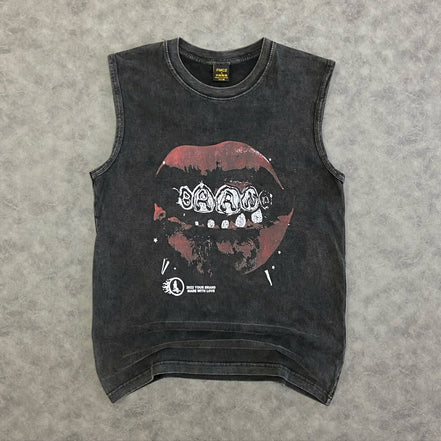 Whashed Lip Print TankTop