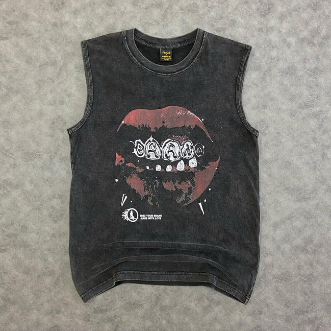 Whashed Lip Print TankTop