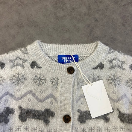 AELFRIC EDEN DOG FAIR ISLE JACQUARD CARDIGAN