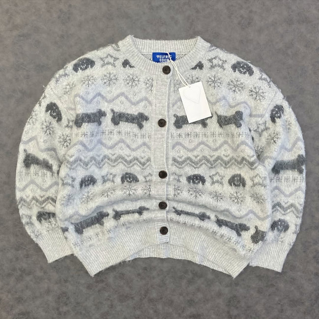 AELFRIC EDEN DOG FAIR ISLE JACQUARD CARDIGAN