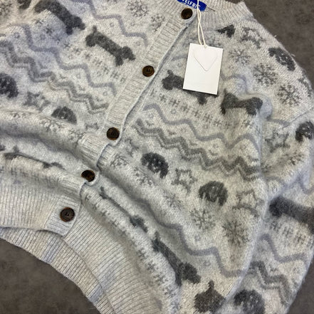 AELFRIC EDEN DOG FAIR ISLE JACQUARD CARDIGAN