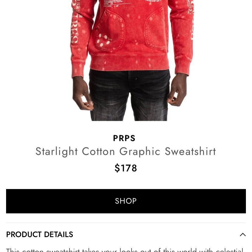 PRPS Starlight Red E97S12 Crewneck
