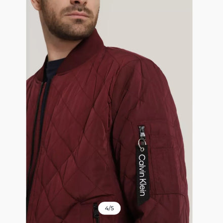 Calvin Klein Ribbed Collar Quilted Bomber Jacket