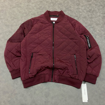 Calvin Klein Ribbed Collar Quilted Bomber Jacket