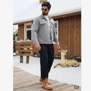 Casual Grey Suedette Fleece Jacket