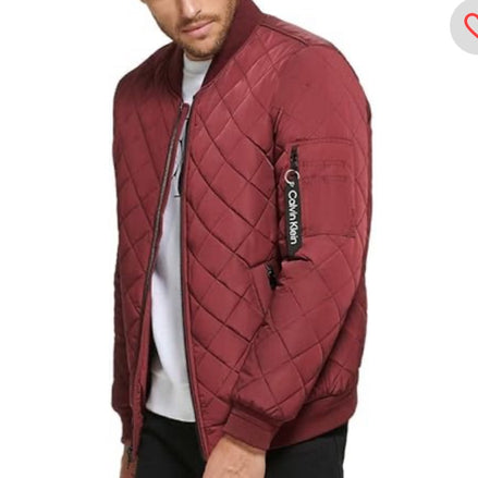 Calvin Klein Ribbed Collar Quilted Bomber Jacket